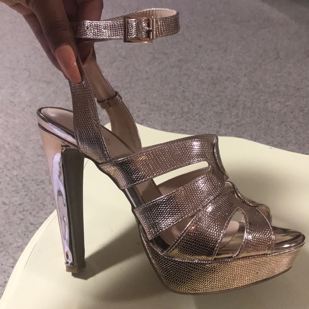 Gold Metallic Textured Wrap Heel Sandal